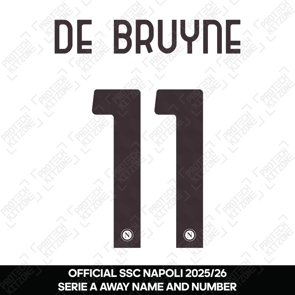 De Bruyne 11 (Official SSC Napoli 2025/26 Away Serie A Name and Numbering) De Bruyne 11 (Official SSC Napoli 2025/26 Away Serie A Name and Numbering)