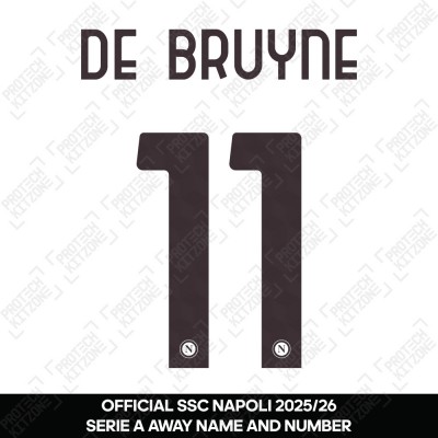 De Bruyne 11 (Official SSC Napoli 2025/26 Away Serie A Name and Numbering)