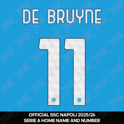 De Bruyne 11 (Official SSC Napoli 2025/26 Home Serie A Name and Numbering)