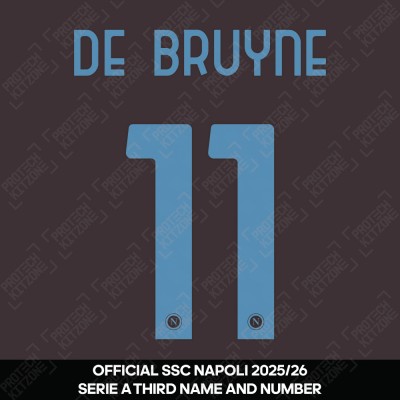 De Bruyne 11 (Official SSC Napoli 2025/26 Third Serie A Name and Numbering)