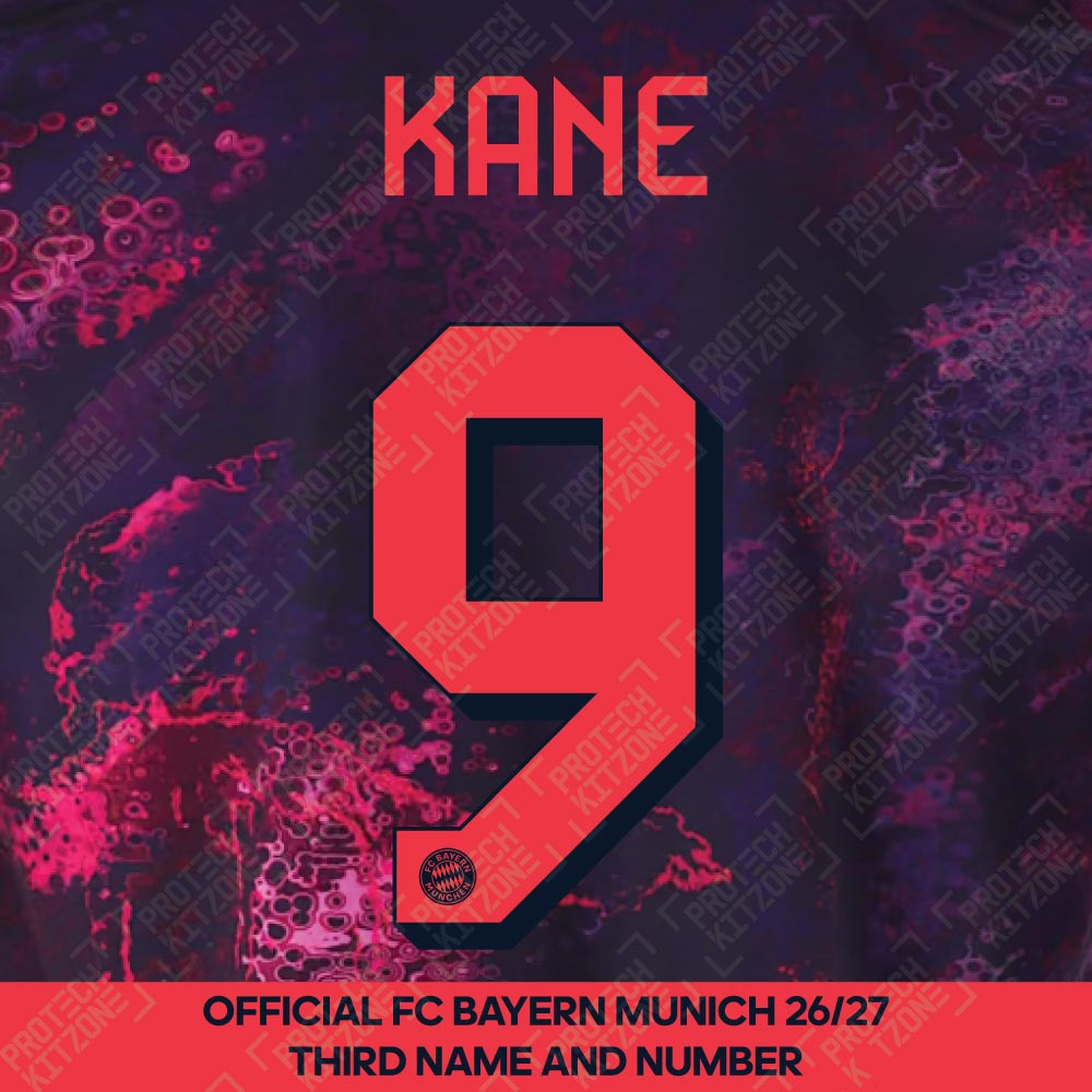 Kane 9 - Official Bayern Munich 2026/27 Third Name and Numbering Kane 9 - Official Bayern Munich 2026/27 Third Name and Numbering