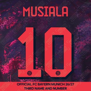 Musiala 10 - Official Bayern Munich 2026/27 Third Name and Numbering Musiala 10 - Official Bayern Munich 2026/27 Third Name and Numbering