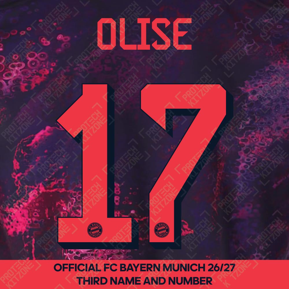 Olise 17 - Official Bayern Munich 2026/27 Third Name and Numbering Olise 17 - Official Bayern Munich 2026/27 Third Name and Numbering