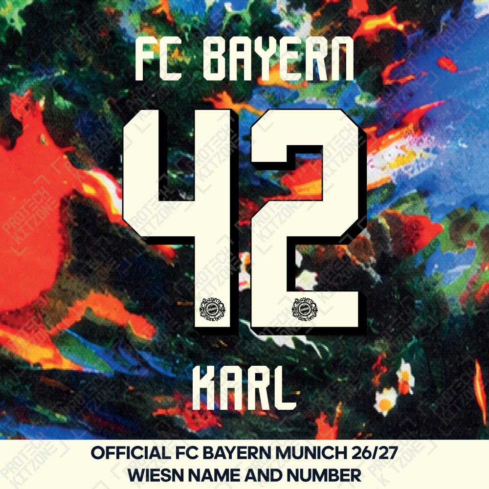 Karl 42 - Official Bayern Munich 2026/27 Wiesn Name and Number Set Karl 42 - Official Bayern Munich 2026/27 Wiesn Name and Number Set