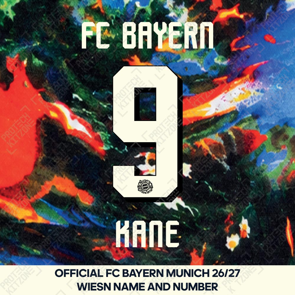 Kane 9 - Official Bayern Munich 2026/27 Wiesn Name and Number Set Kane 9 - Official Bayern Munich 2026/27 Wiesn Name and Number Set