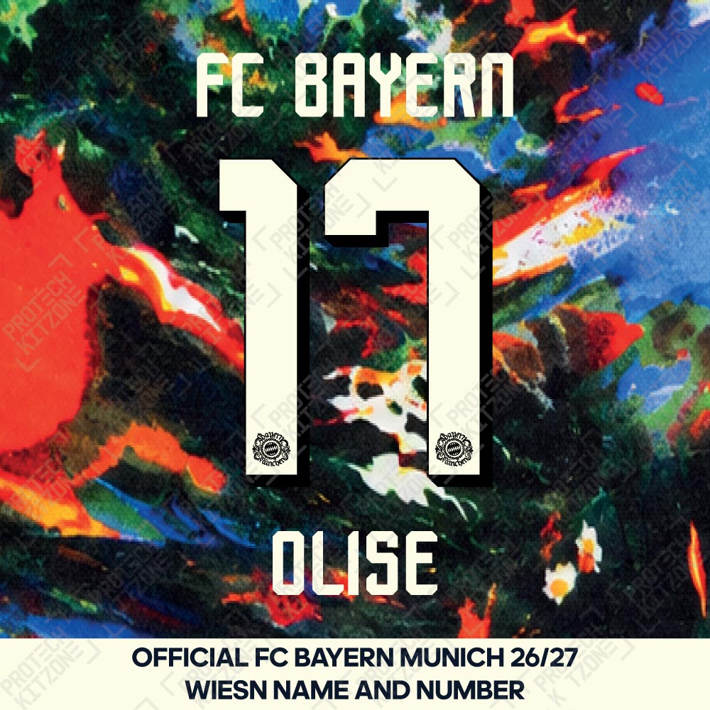 Olise 17 - Official Bayern Munich 2026/27 Wiesn Name and Number Set Olise 17 - Official Bayern Munich 2026/27 Wiesn Name and Number Set