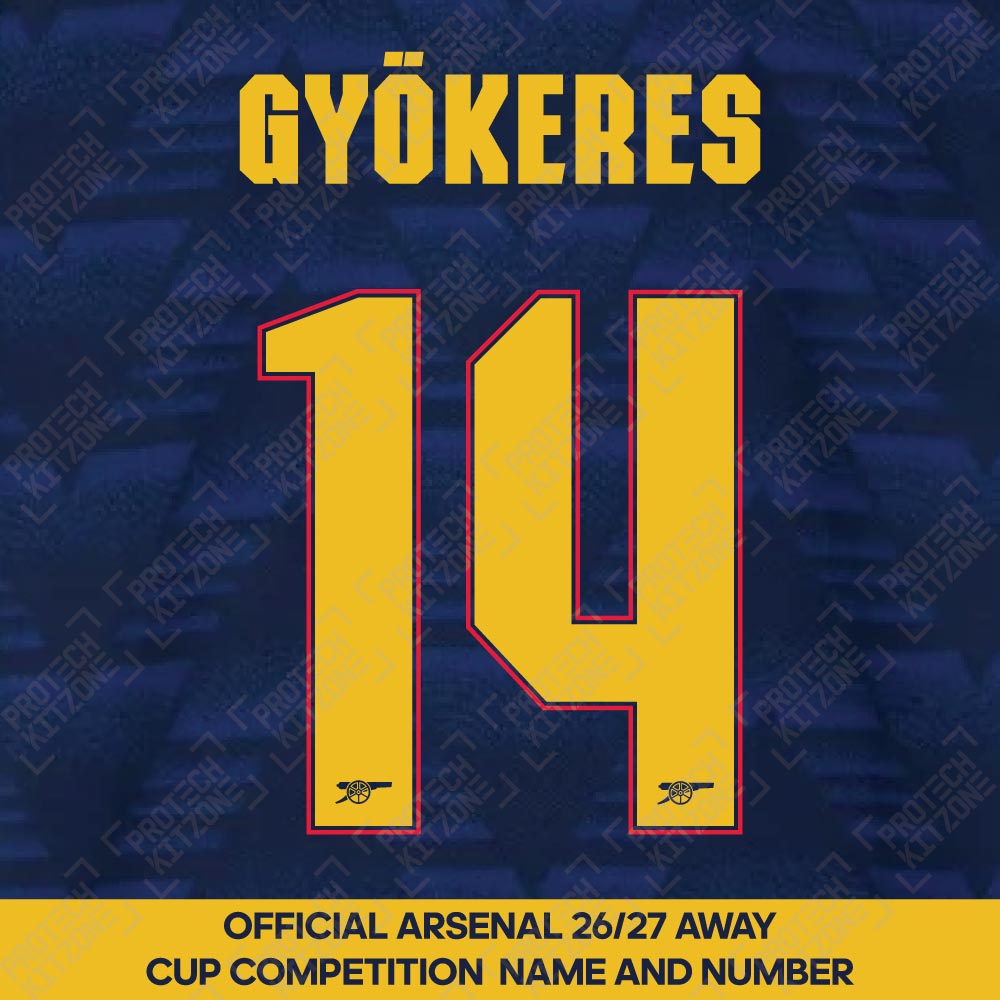 Gyökeres 14 - Official Arsenal 2026/27 Away Cup Competition Name and Numbering Gyökeres 14 - Official Arsenal 2026/27 Away Cup Competition Name and Numbering