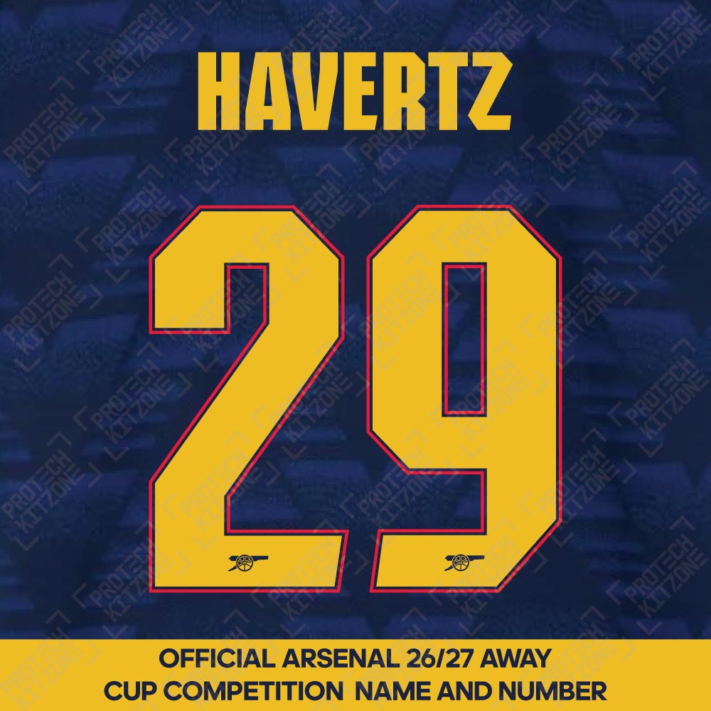 Havertz 29 - Official Arsenal 2026/27 Away Cup Competition Name and Numbering Havertz 29 - Official Arsenal 2026/27 Away Cup Competition Name and Numbering