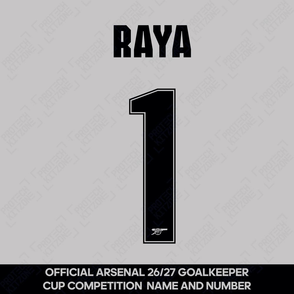 Raya 1 - Official Arsenal 2026/27 Goalkeeper Cup Competition Name and Numbering Raya 1 - Official Arsenal 2026/27 Goalkeeper Cup Competition Name and Numbering