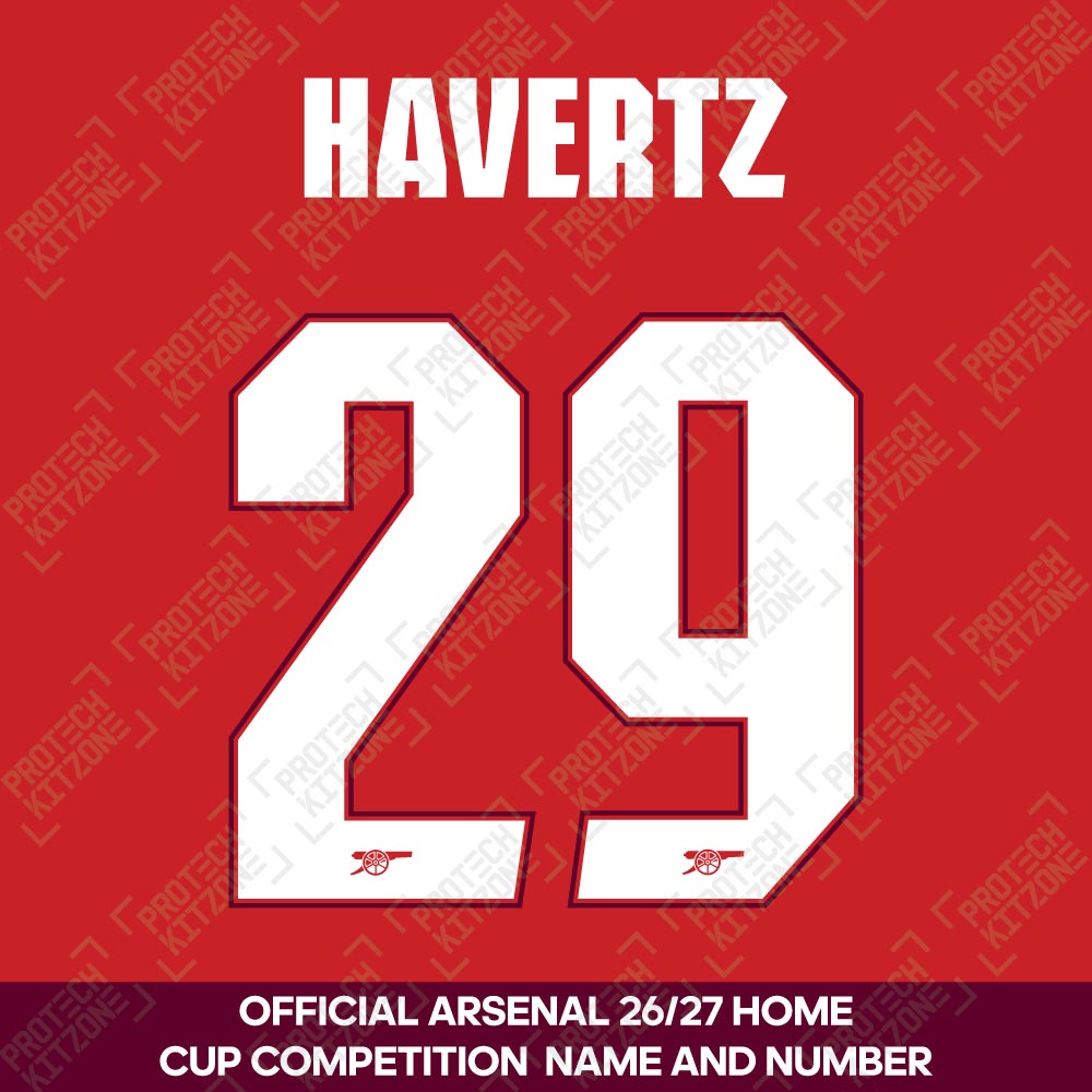 Havertz 29 - Official Arsenal 2026/27 Home Cup Competition Name and Numbering