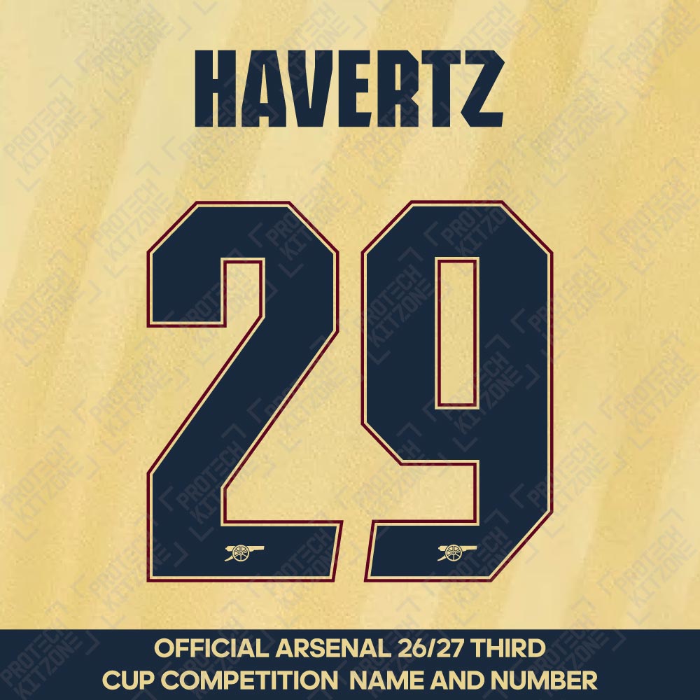 Havertz 29 - Official Arsenal 2026/27 Third Cup Competition Name and Numbering
