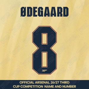 Ødegaard 8 - Official Arsenal 2026/27 Third Cup Competition Name and Numbering
