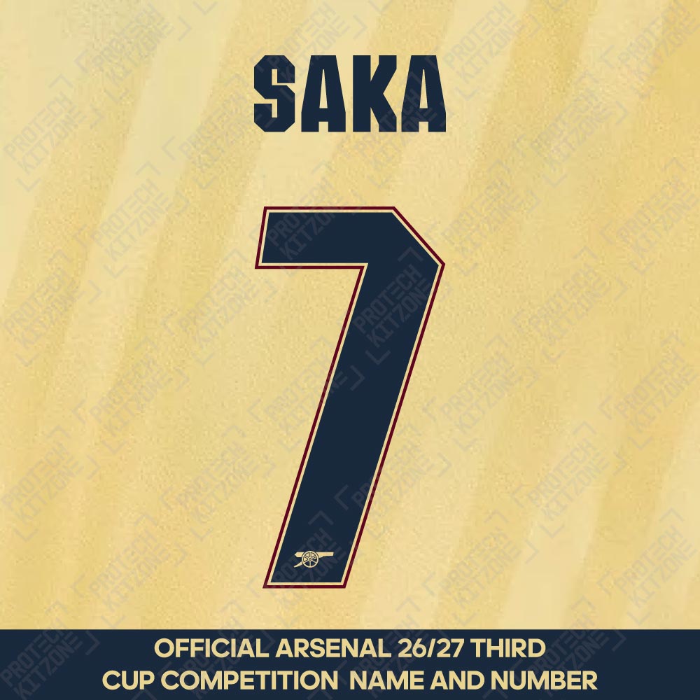 Saka 7 - Official Arsenal 2026/27 Third Cup Competition Name and Numbering Saka 7 - Official Arsenal 2026/27 Third Cup Competition Name and Numbering