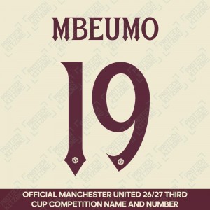 Mbeumo 19 (Official Manchester United FC 2026/27 Maroon Club Name and Numbering) 