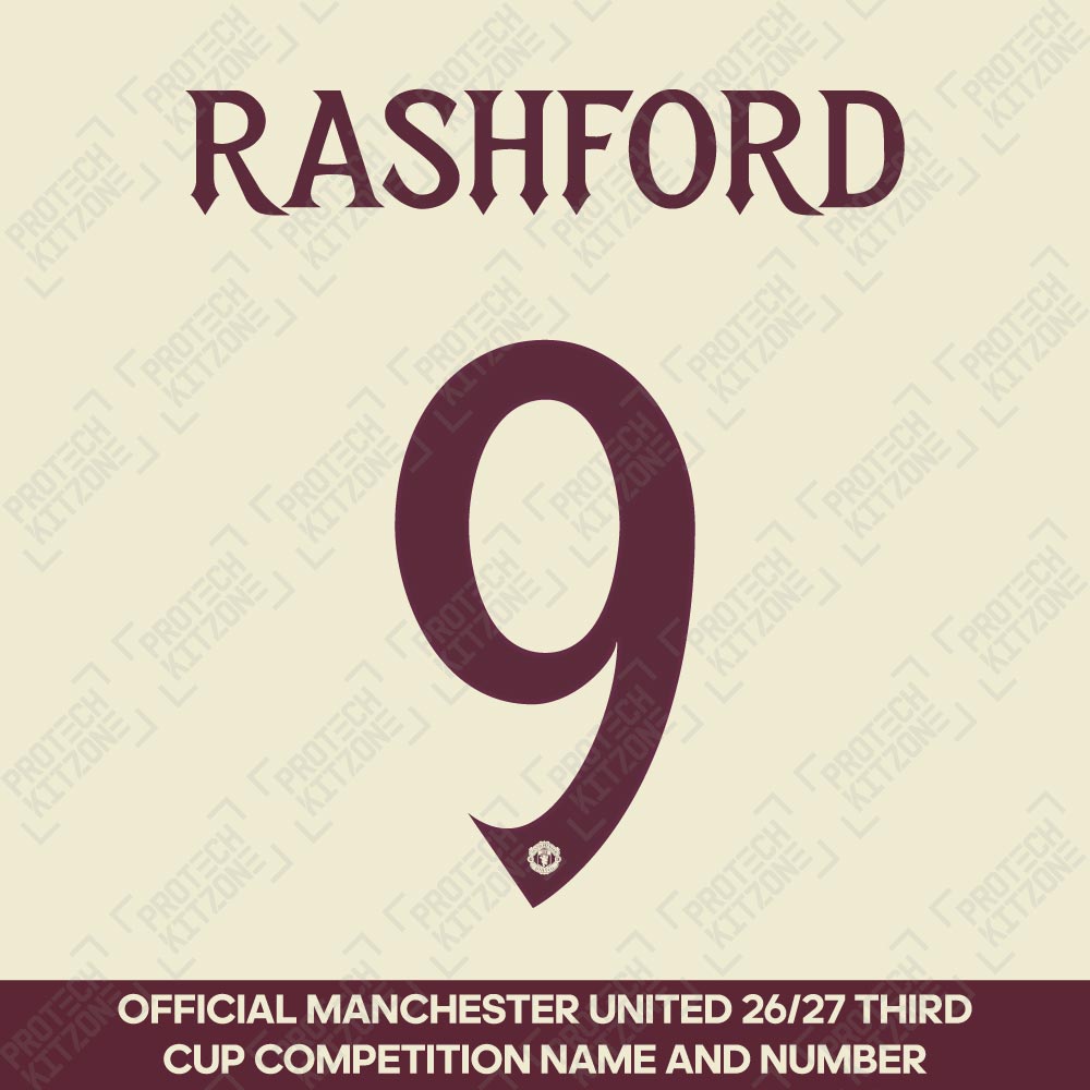 Rashford 9 (Official Manchester United FC 2026/27 Maroon Club Name and Numbering) 