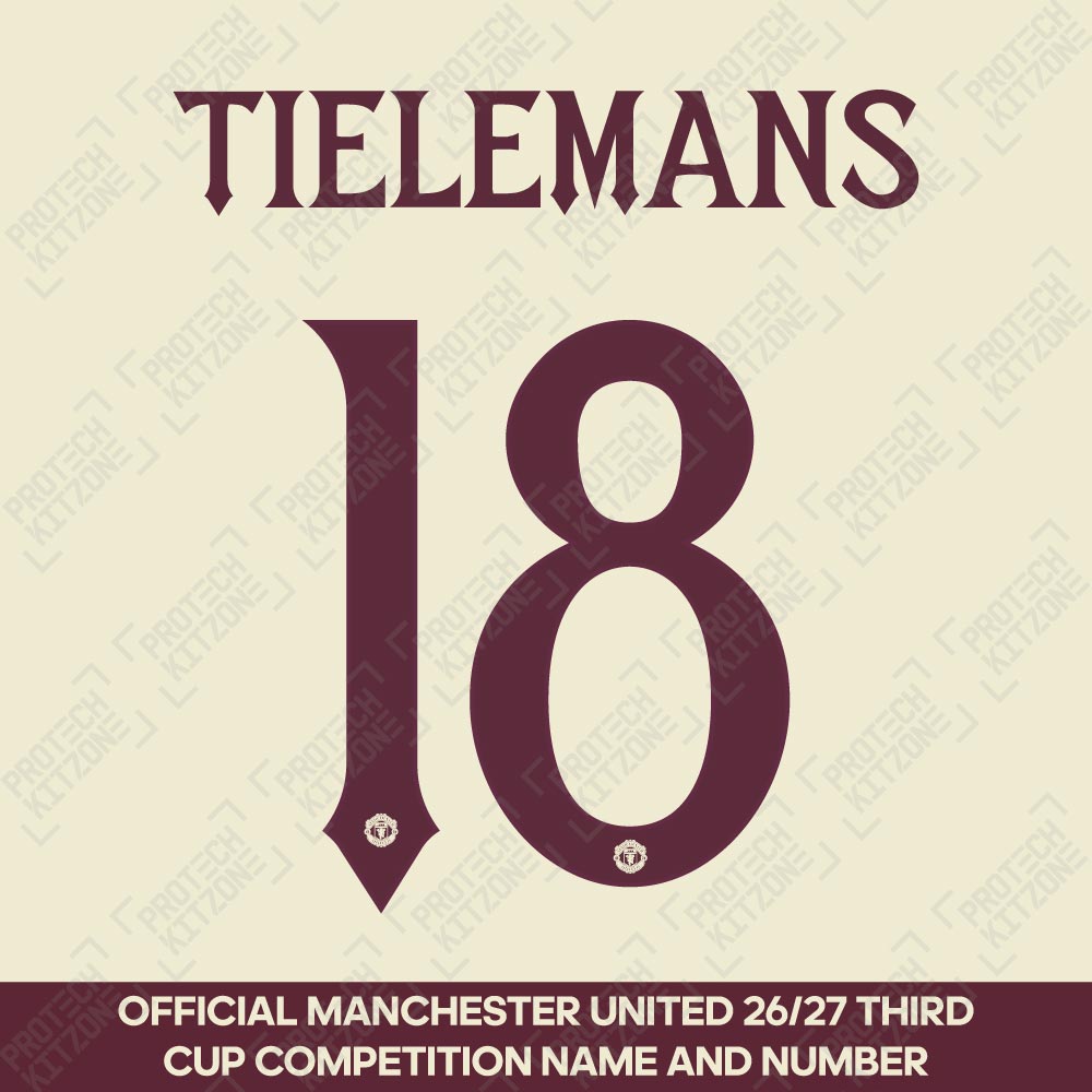 Tielemans 18 (Official Manchester United FC 2026/27 Maroon Club Name and Numbering) 
