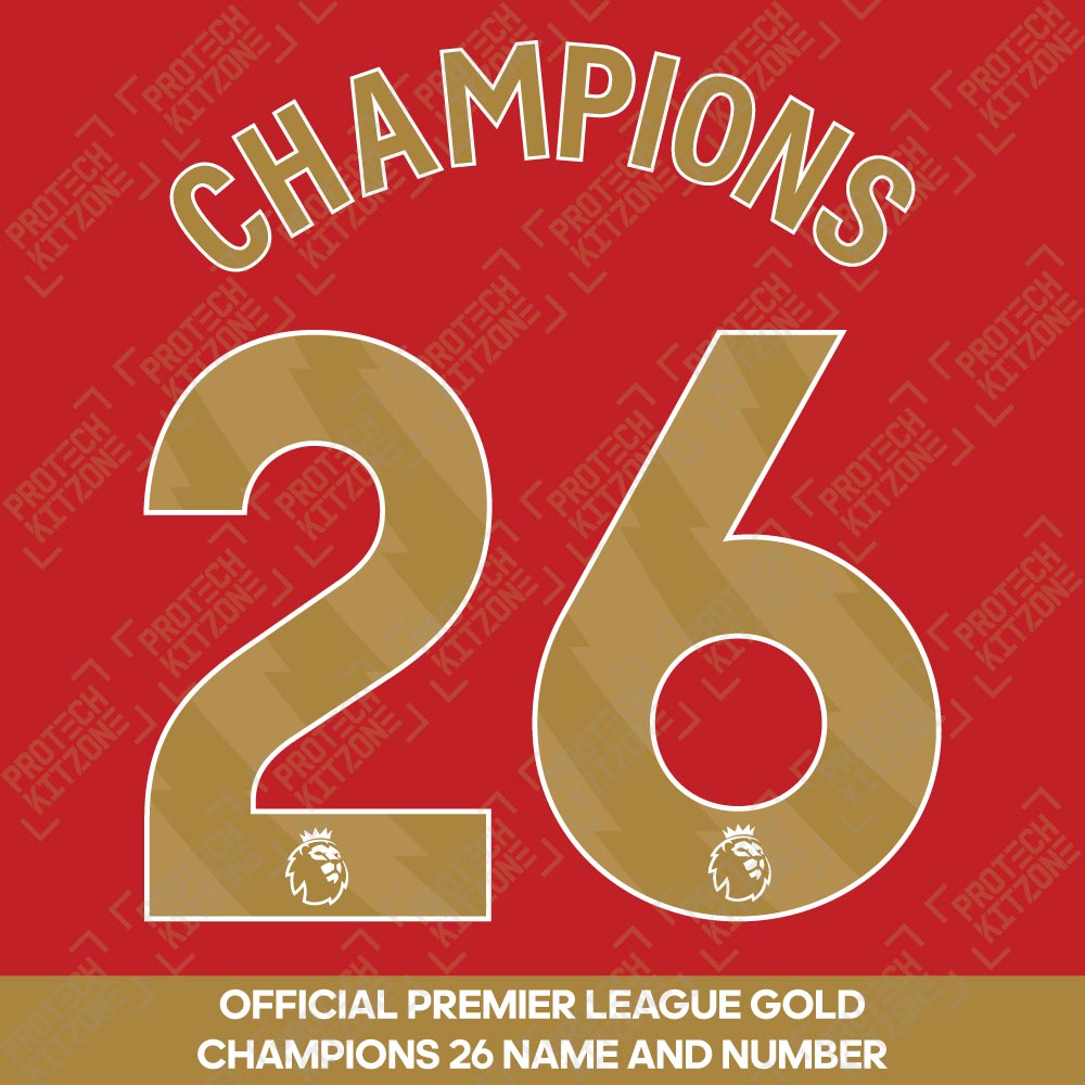Champions 26 Gold Premier League Name and Number (For Arsenal FC 25/26) Champions 26 Gold Premier League Name and Number (For Arsenal FC 25/26)