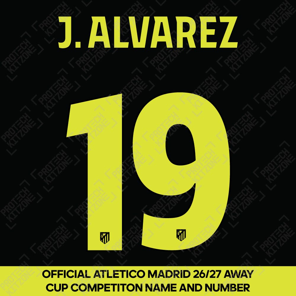 J. Alvarez 19 (Official Atletico Madrid 2026/27 Away Name and Numbering - Club Competition Version) J. Alvarez 19 (Official Atletico Madrid 2026/27 Away Name and Numbering - Club Competition Version)