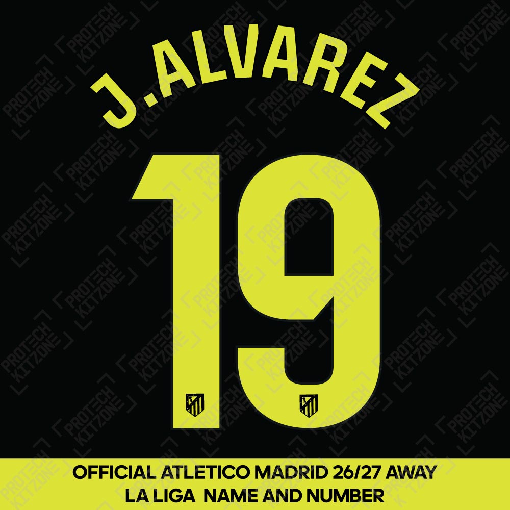 J. Alvarez 19 (Official Atletico Madrid 2026/27 Away Name and Numbering - La Liga Version) 