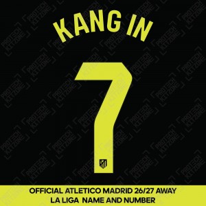 Kang In 7 (Official Atletico Madrid 2026/27 Away Name and Numbering - La Liga Version) Kang In 7 (Official Atletico Madrid 2026/27 Away Name and Numbering - La Liga Version)