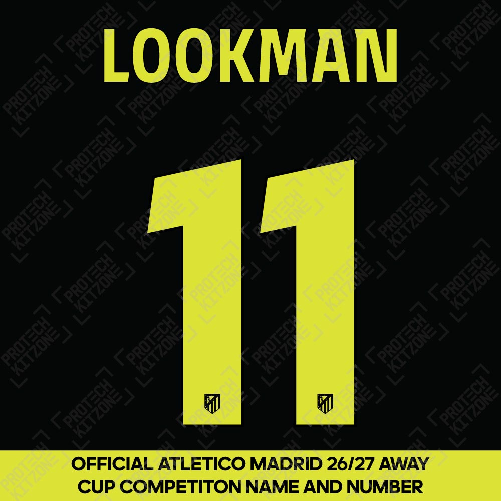 Lookman 11 (Official Atletico Madrid 2026/27 Away Name and Numbering - Club Competition Version) Lookman 11 (Official Atletico Madrid 2026/27 Away Name and Numbering - Club Competition Version)