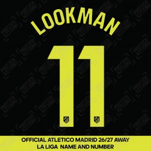 Lookman 11 (Official Atletico Madrid 2026/27 Away Name and Numbering - La Liga Version) Lookman 11 (Official Atletico Madrid 2026/27 Away Name and Numbering - La Liga Version)