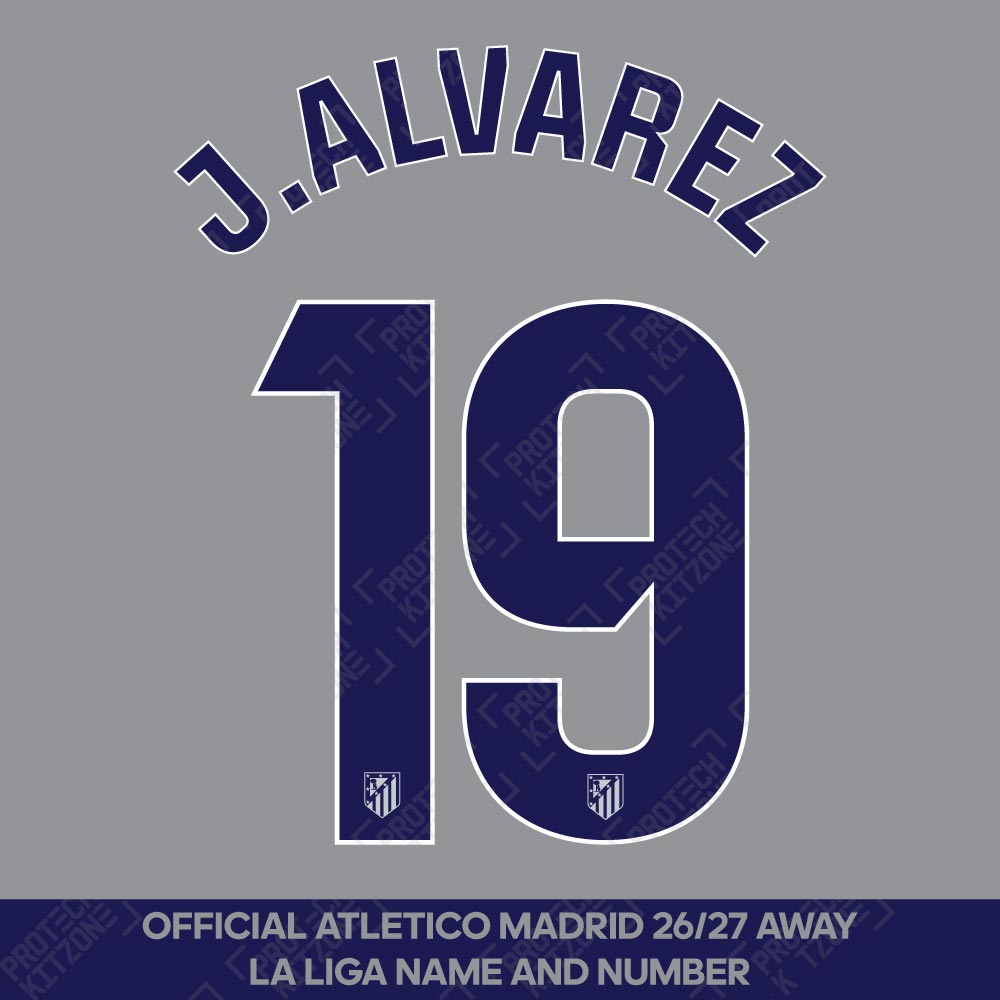 J. Alvarez 19 (Official Atletico Madrid 2026/27 Third Name and Numbering - La Liga Version) J. Alvarez 19 (Official Atletico Madrid 2026/27 Third Name and Numbering - La Liga Version)