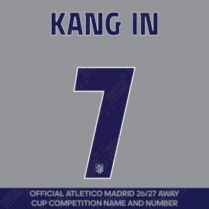 Kang In 7 (Official Atletico Madrid 2026/27 Third Name and Numbering - Cup Competition Version) 