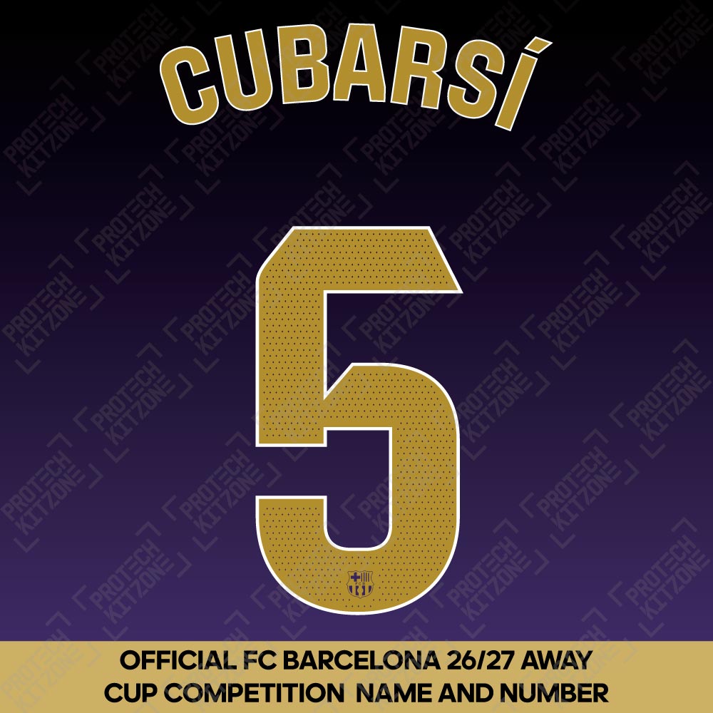 Cubarsí 5 (Official FC Barcelona 2026/27 Away Name & Numbering - La Liga Version) Cubarsí 5 (Official FC Barcelona 2026/27 Away Name & Numbering - La Liga Version)