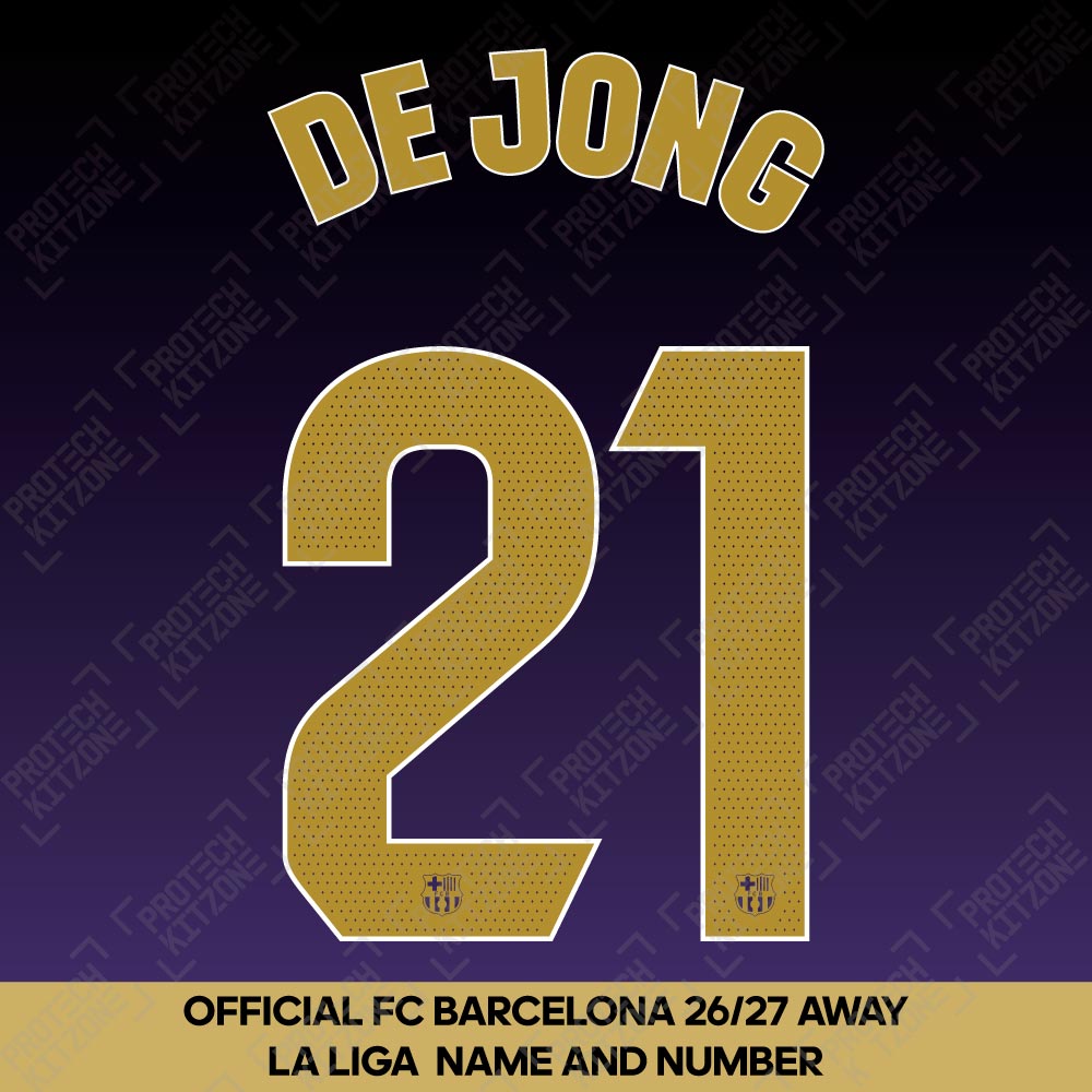 De Jong 21 (Official FC Barcelona 2026/27 Away Name & Numbering - La Liga Version) 