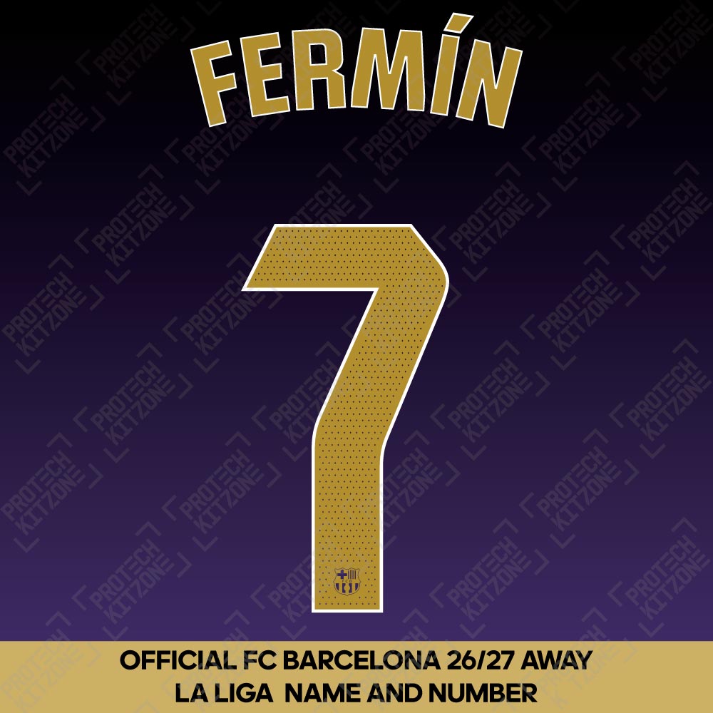 Fermín 7 (Official FC Barcelona 2026/27 Away Name & Numbering - La Liga Version) Fermín 7 (Official FC Barcelona 2026/27 Away Name & Numbering - La Liga Version)