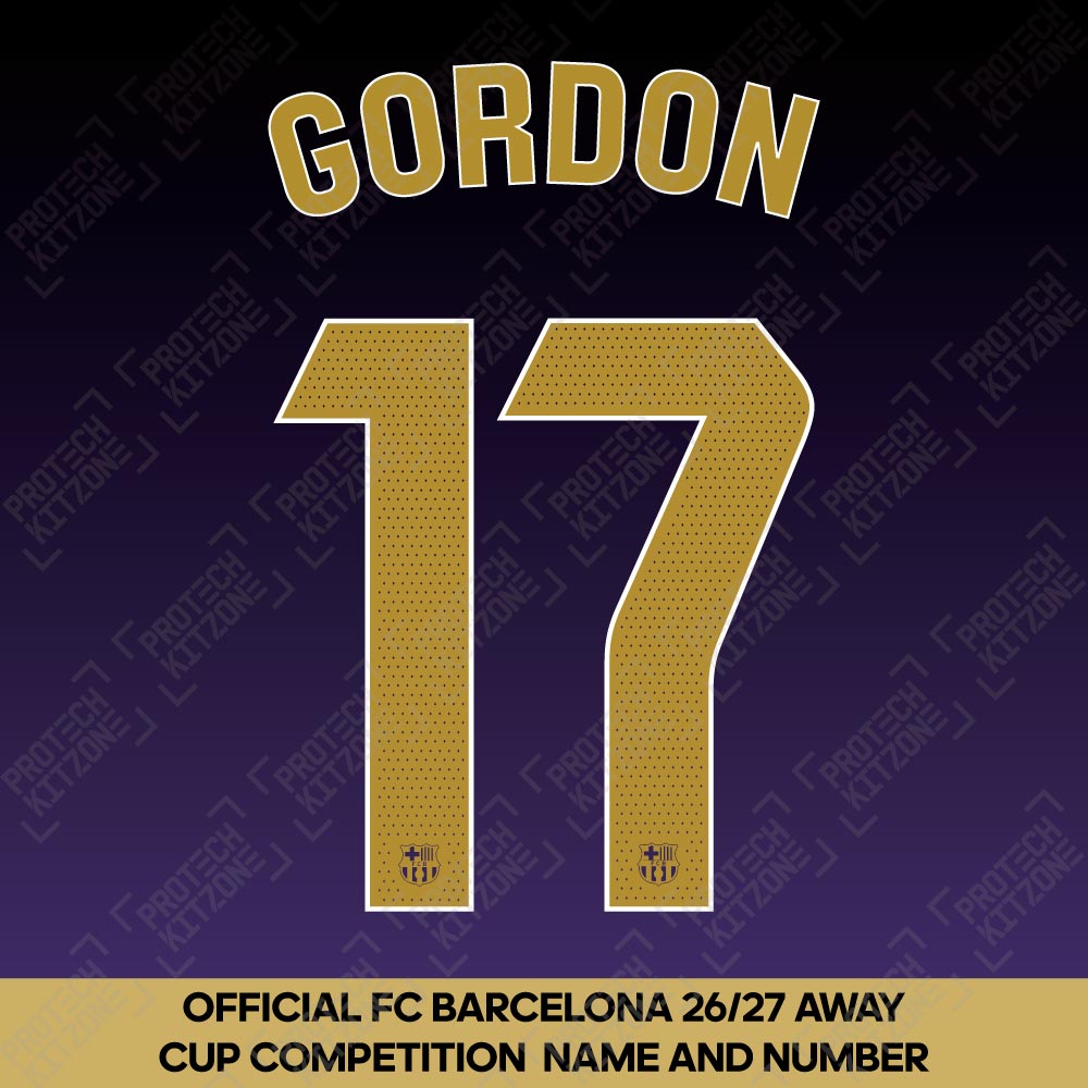 Gordon 17 (Official FC Barcelona 2026/27 Away Name & Numbering - La Liga Version) Gordon 17 (Official FC Barcelona 2026/27 Away Name & Numbering - La Liga Version)