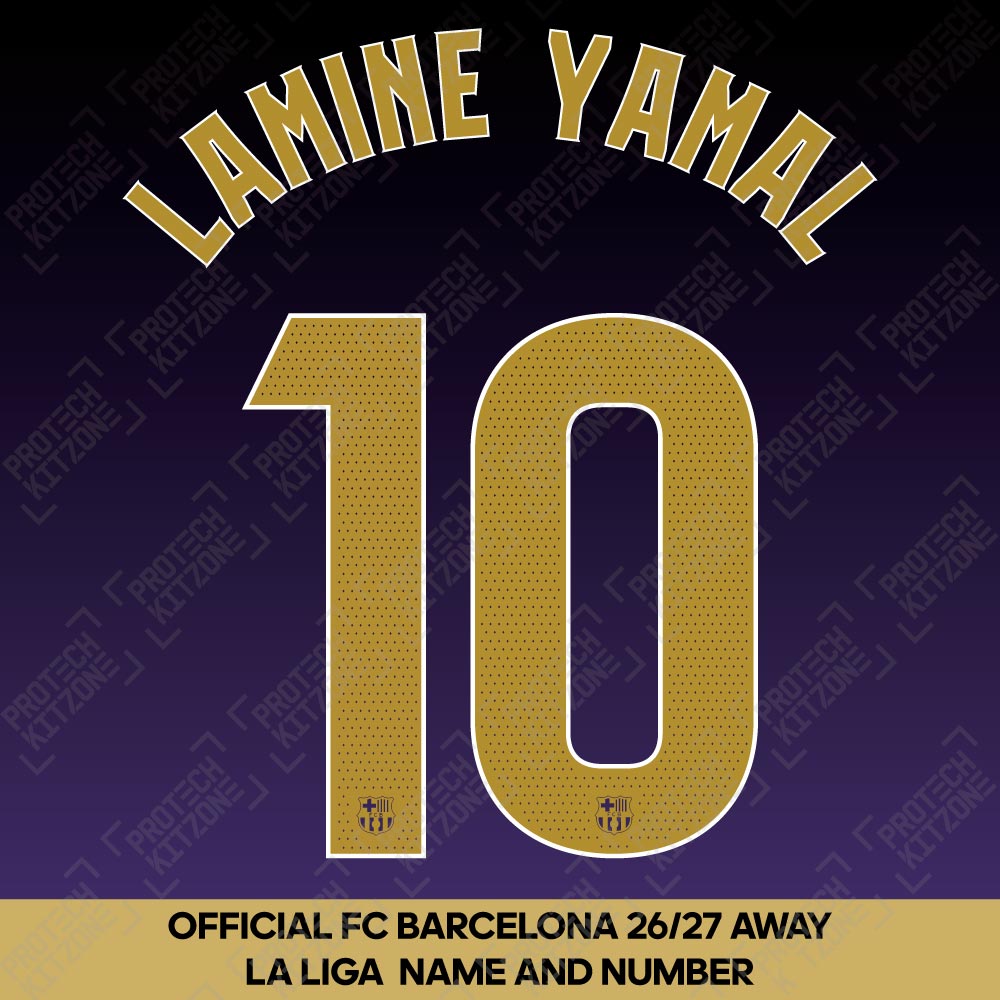 Lamine Yamal 10 (Official FC Barcelona 2026/27 Away Name & Numbering - La Liga Version) 