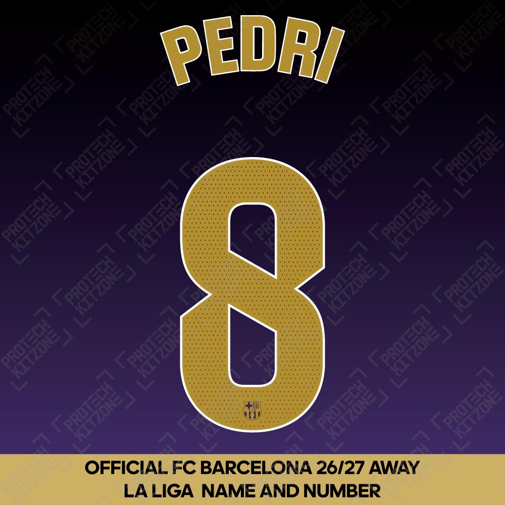 Pedri 8 (Official FC Barcelona 2026/27 Away Name & Numbering - La Liga Version) Pedri 8 (Official FC Barcelona 2026/27 Away Name & Numbering - La Liga Version)