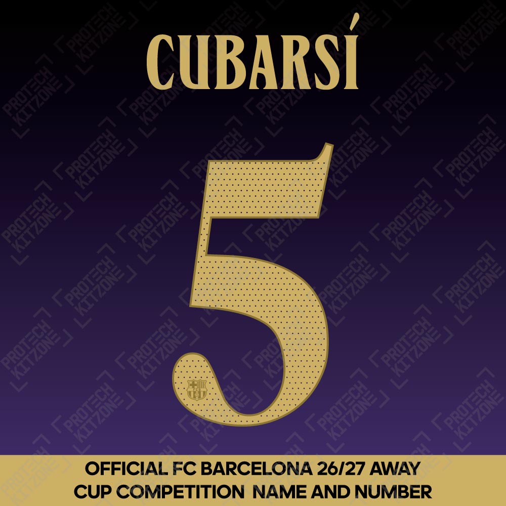 Cubarsí 5 (Official FC Barcelona 2026/27 Away Name & Numbering - Cup / Play Version) Cubarsí 5 (Official FC Barcelona 2026/27 Away Name & Numbering - Cup / Play Version)