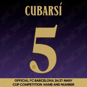 Cubarsí 5 (Official FC Barcelona 2026/27 Away Name & Numbering - Cup / Play Version) Cubarsí 5 (Official FC Barcelona 2026/27 Away Name & Numbering - Cup / Play Version)