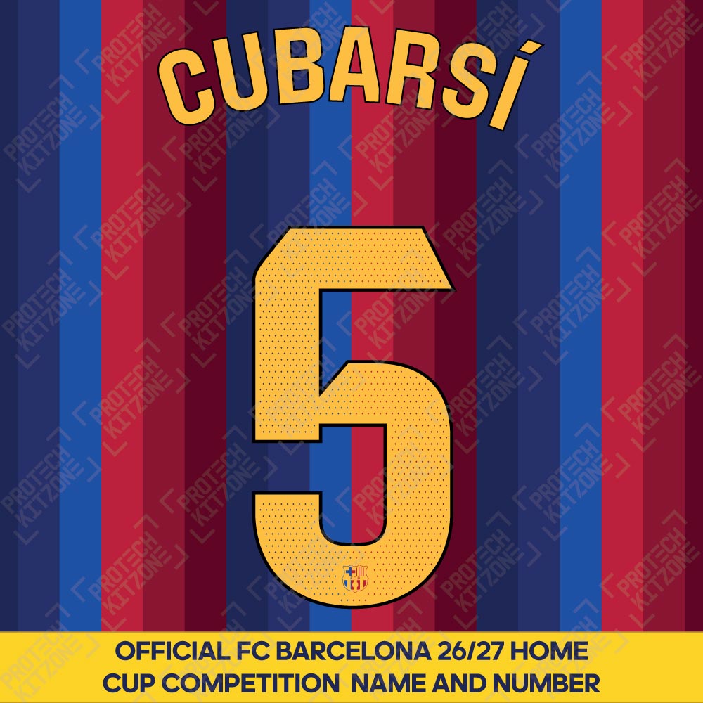 Cubarsí 5 (Official FC Barcelona 2026/27 Home Name & Numbering - La Liga Version) Cubarsí 5 (Official FC Barcelona 2026/27 Home Name & Numbering - La Liga Version)