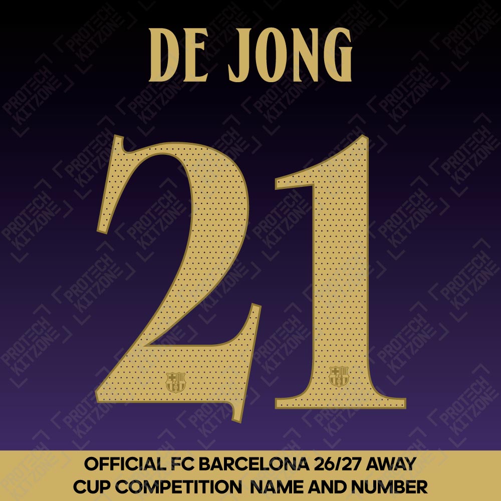 De Jong 21 (Official FC Barcelona 2026/27 Away Name & Numbering - Cup / Play Version) De Jong 21 (Official FC Barcelona 2026/27 Away Name & Numbering - Cup / Play Version)