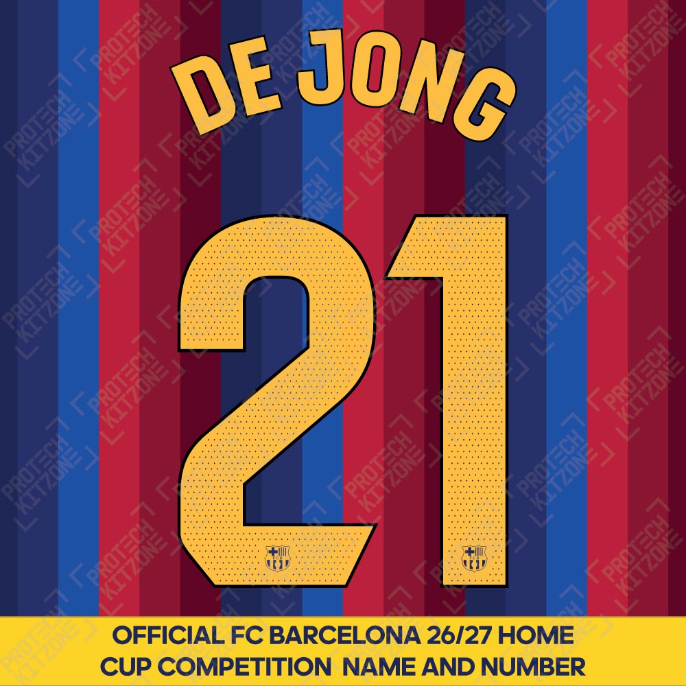 De Jong 21 (Official FC Barcelona 2026/27 Home Name & Numbering - La Liga Version) 