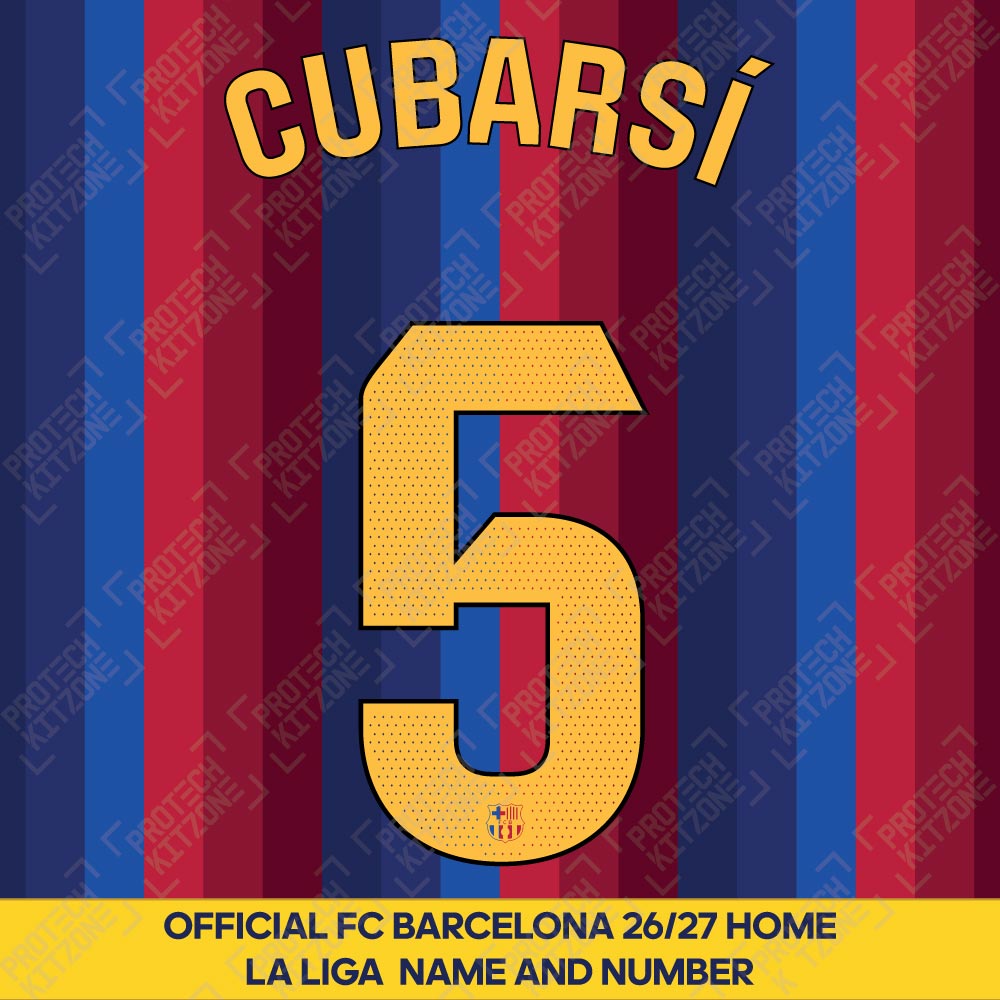 Cubarsí 5 (Official FC Barcelona 2026/27 Home Name & Numbering - La Liga Version) 
