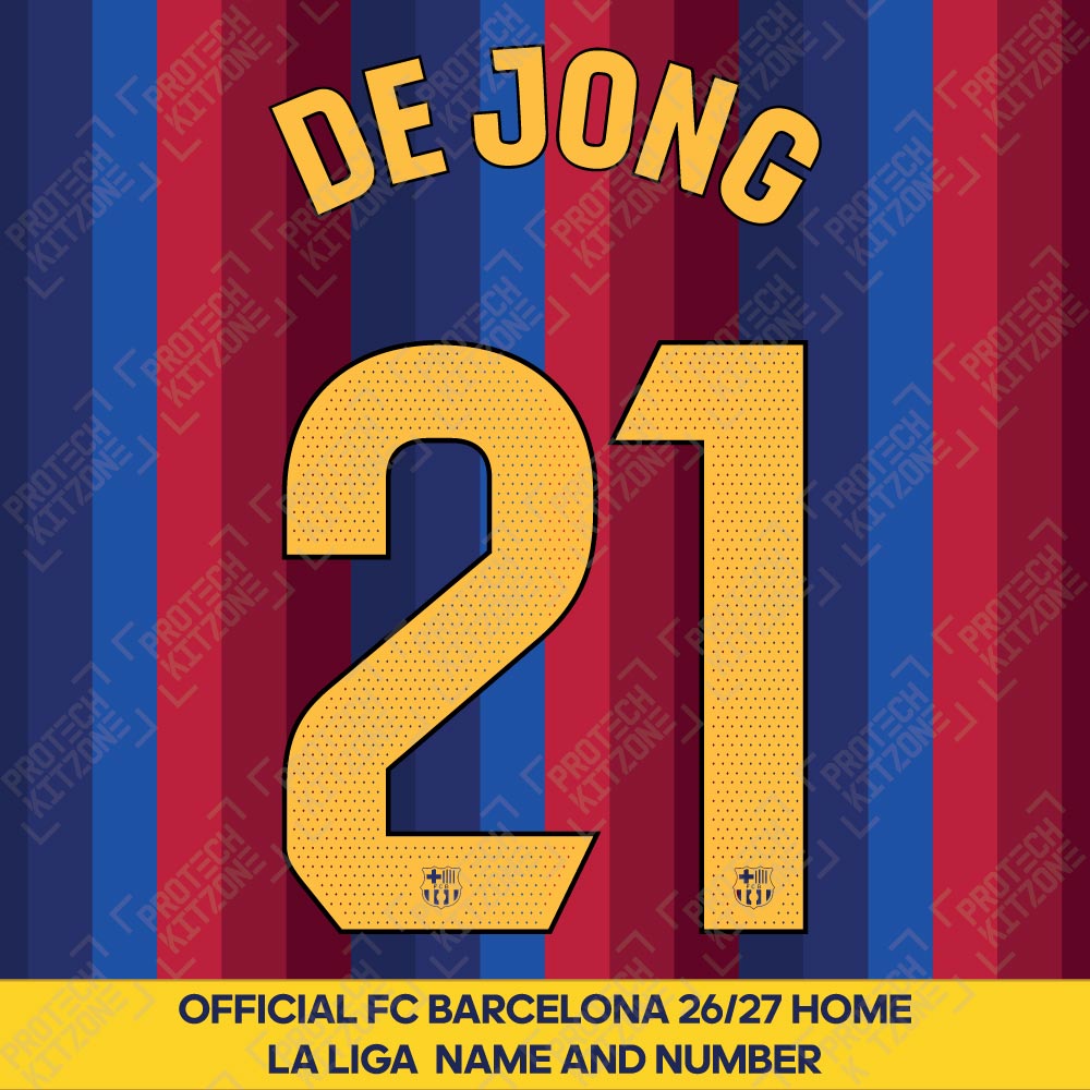 De Jong 21 (Official FC Barcelona 2026/27 Home Name & Numbering - La Liga Version) 