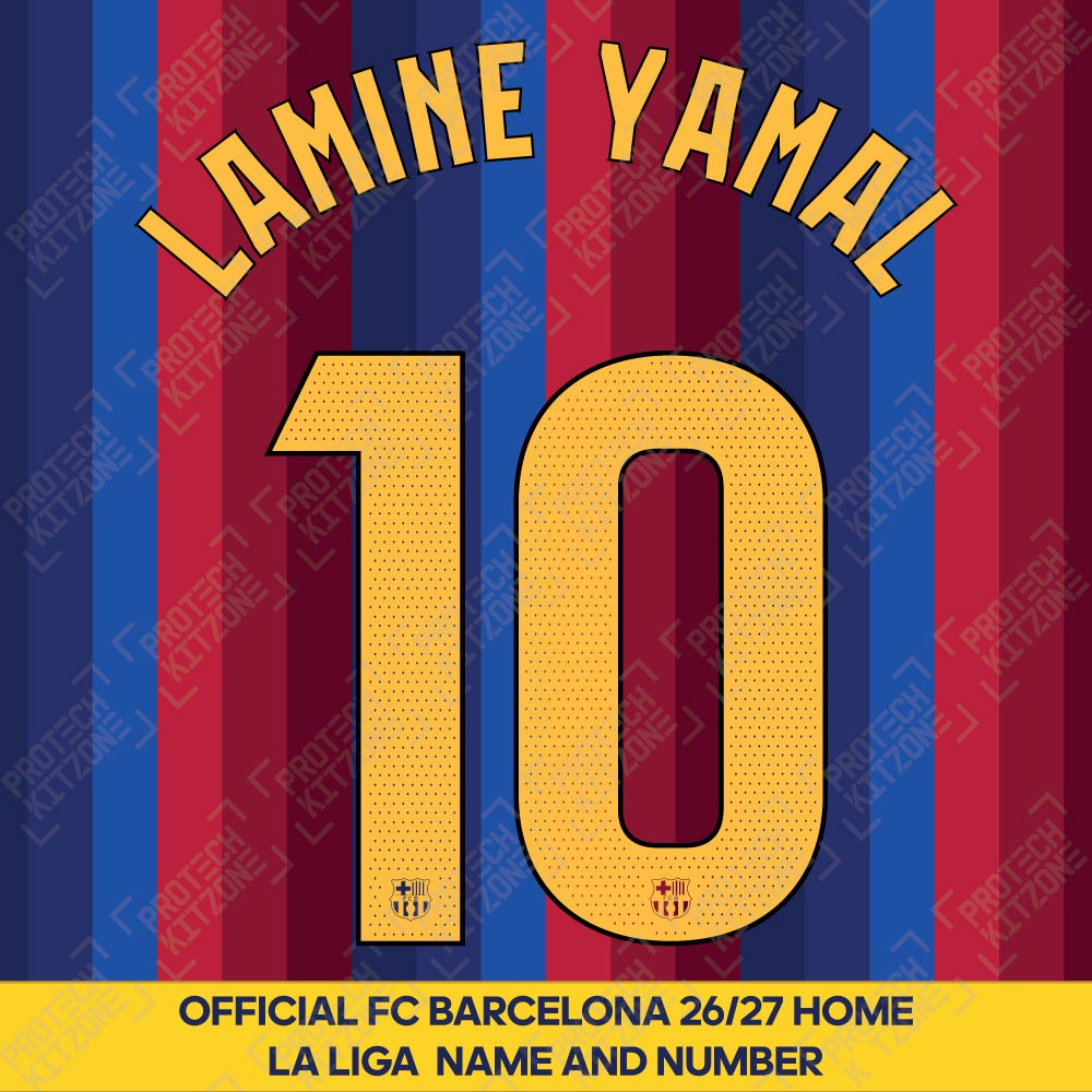 Lamine Yamal 10 (Official FC Barcelona 2026/27 Home Name & Numbering - La Liga Version) 