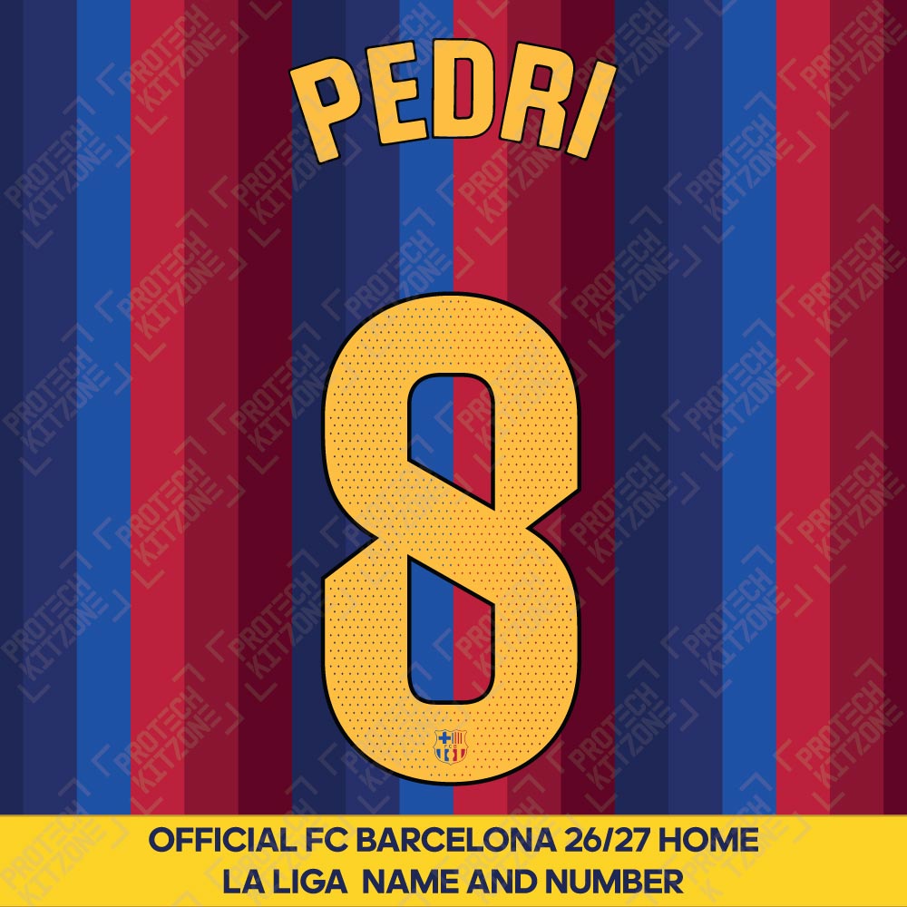 Pedri 8 (Official FC Barcelona 2026/27 Home Name & Numbering - La Liga Version) 