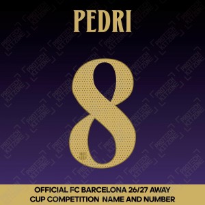 Pedri 8 (Official FC Barcelona 2026/27 Away Name & Numbering - Cup / Play Version) Pedri 8 (Official FC Barcelona 2026/27 Away Name & Numbering - Cup / Play Version)
