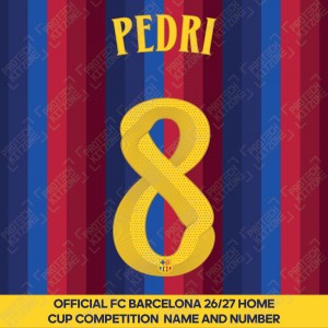 Pedri 8 (Official FC Barcelona 2026/27 Home Name & Numbering - Cup / Play Version) Pedri 8 (Official FC Barcelona 2026/27 Home Name & Numbering - Cup / Play Version)