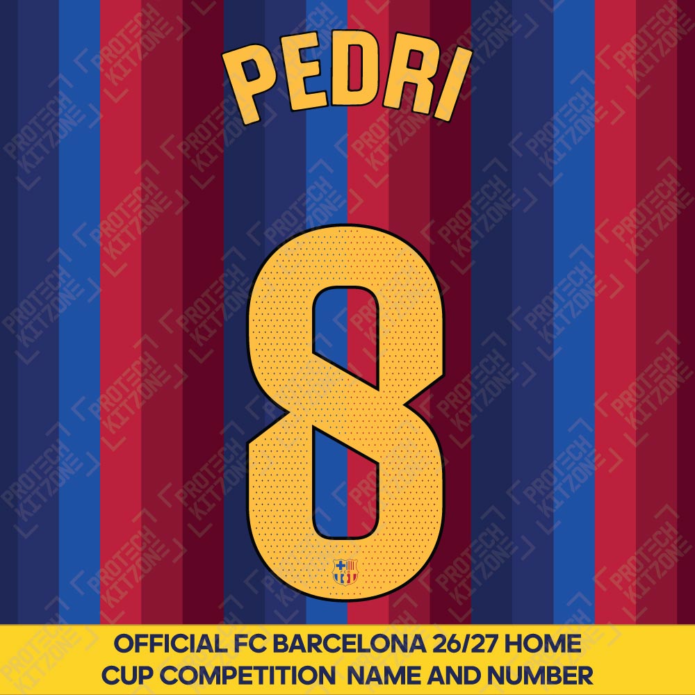 Pedri 8 (Official FC Barcelona 2026/27 Home Name & Numbering - La Liga Version) Pedri 8 (Official FC Barcelona 2026/27 Home Name & Numbering - La Liga Version)
