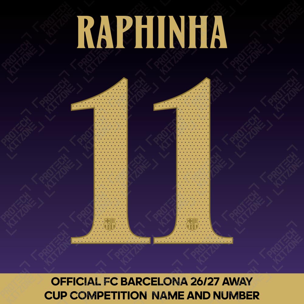 Raphinha 11 (Official FC Barcelona 2026/27 Away Name & Numbering - Cup / Play Version) Raphinha 11 (Official FC Barcelona 2026/27 Away Name & Numbering - Cup / Play Version)