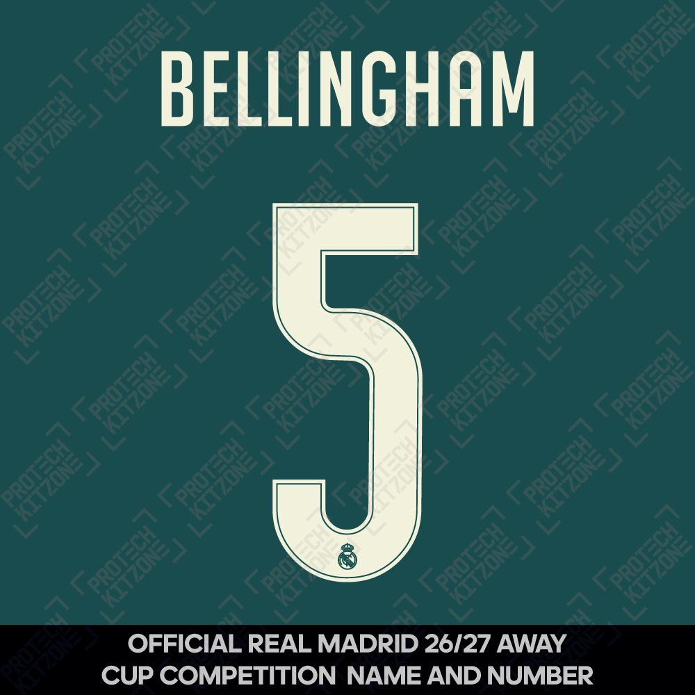 Bellingham 5 (Official Real Madrid CF 2026/27 Away Cup Competition Name and Numbering) Bellingham 5 (Official Real Madrid CF 2026/27 Away Cup Competition Name and Numbering)