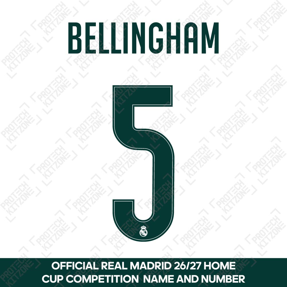Bellingham 5 (Official Real Madrid CF 2026/27 Home Cup Competition Name and Numbering) Bellingham 5 (Official Real Madrid CF 2026/27 Home Cup Competition Name and Numbering)