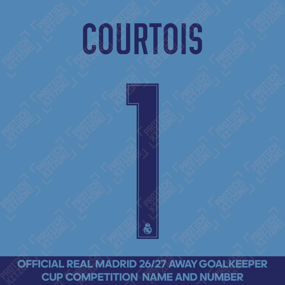 Courtois 1 (Official Real Madrid CF 2026/27 Away Goalkeeper Cup Competition Name and Numbering) Courtois 1 (Official Real Madrid CF 2026/27 Away Goalkeeper Cup Competition Name and Numbering)